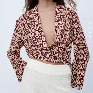 NWT - Zara Crossover‎ Printed Blouse
